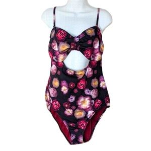 Aqua Rose one piece swimsuit roses floral print XL @M2